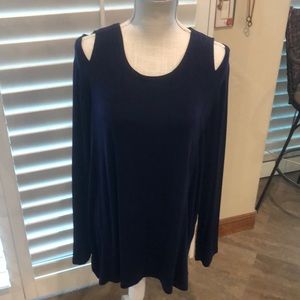 Chico’s Travelers Collection purple top. Fun peekaboo openings at shoulders.